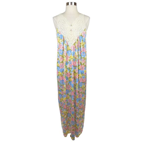 Vintage Vassarette Lace Floral Night Gown - Size Medium - Picture 1 of 6